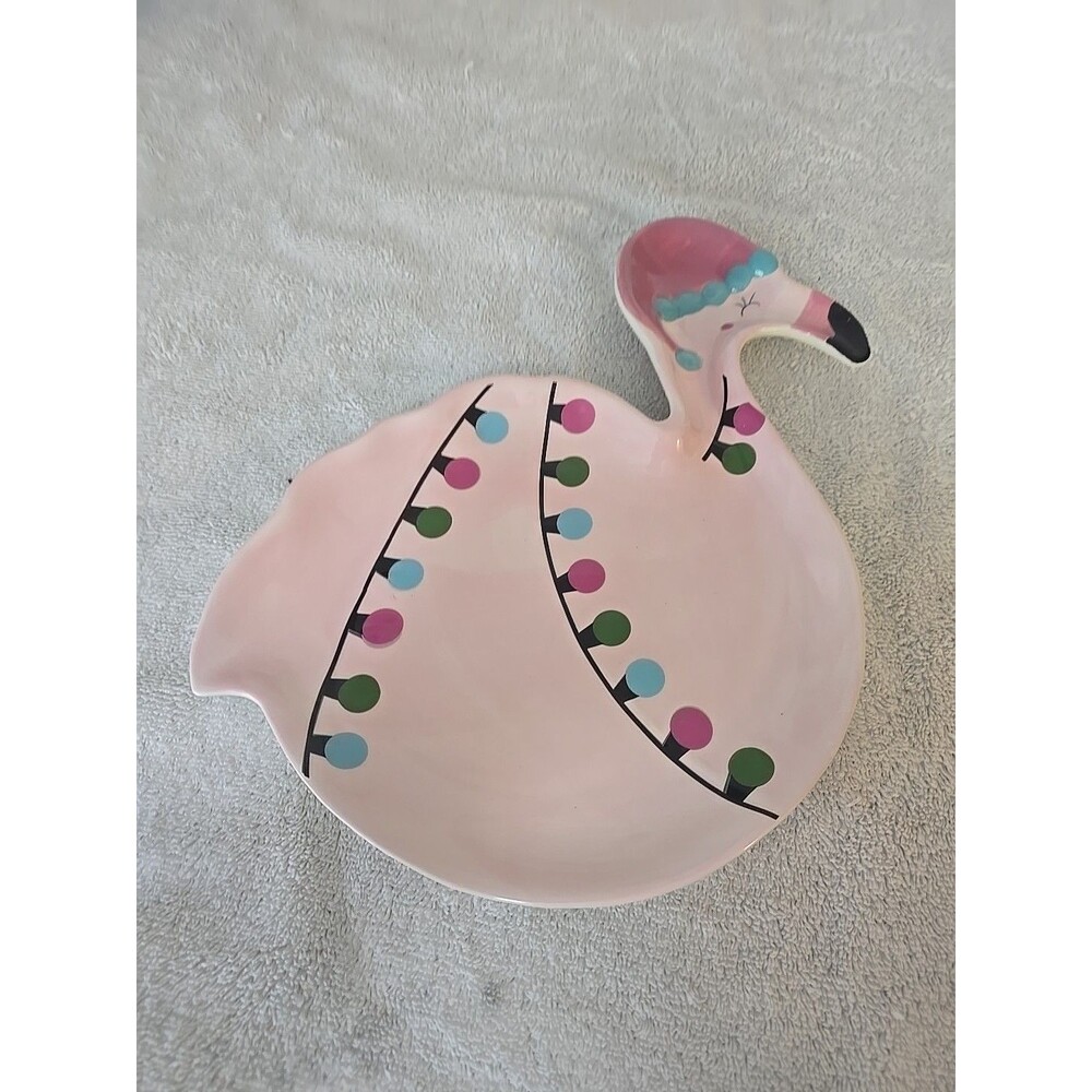 Holiday Home Christmas Flamingo Serving Dish